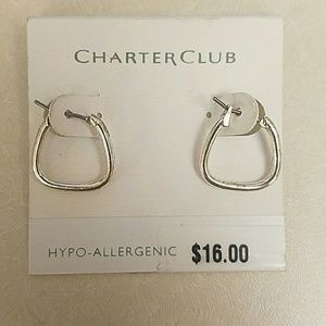 Silver Square Hoop Earrings